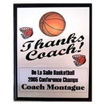 Basketball Thanks Coach Plaques