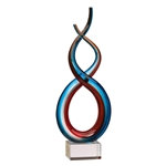 Blue & Red Twisted Glass Art Trophies
