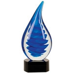 Blue Twist Rain Drop Art Glass Awards