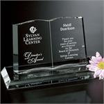 Open Book Crystal Award Trophy