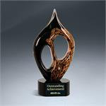 Art Glass Black & Gold Coral Award on Base