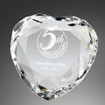 Faceted Crystal Heart Paperweight