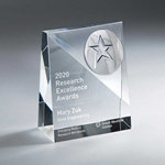 Slant-Front Crystal Award with Star Medallion