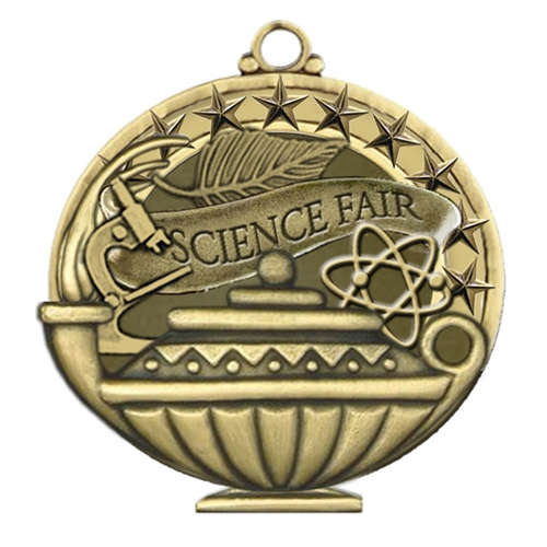 Science 1st Place Perimeter Medal Gold 2.75 Science Fair Academic Prizes Kids Education Trophy Medal Awards 