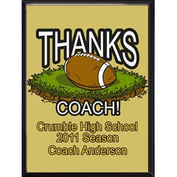 Thanks Coach Football Plaques