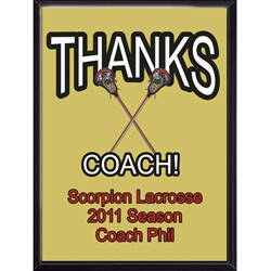 Thanks Coach Lacrosse Plaques