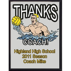 Thanks Coach Water Polo Plaques