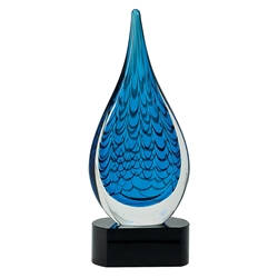 Blue Rain Drop Glass Art Trophies