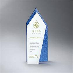 White Glass with Textured Blue Glass Award