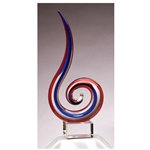 Red & Blue Glass Art Trophies