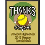 Thanks Coach Softball Plaques
