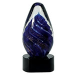 Blue Tear Drop Swirl Glass Art Trophies