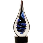Black Twist Rain Drop Art Glass Awards