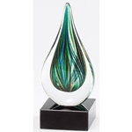 Green Teardrop Glass Art Trophies