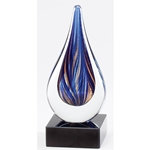 Sapphire Teardrop Glass Art Trophies