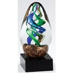 Blue, Green & Bronze Twist Art Glass Trophies
