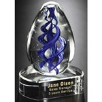 Blue Swirl on Clear Base Art Glass Awards