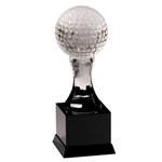 Crystal Golf Ball on Black Marble Base Trophies