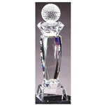 Golf Prism Optical Crystal Pedestal Trophy