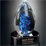 Blue Swirl Award on Black Base