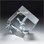 3D Etched Crystal Diamond Cube Large