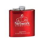 6 oz. Glossy Red Stainless Steel Lasered Flask