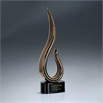 Art Glass Black & Gold Curve on Base Award