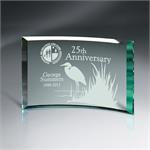 Avignon Crescents Beveled Jade Glass Plaque Award Trophy