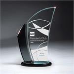 Black and Clear Glass Award on Black Base