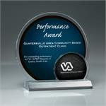 Blue Arched Brilliance Award on Clear Base