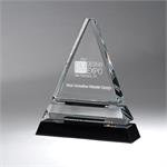 Clear Optic Crystal Tiered Pyramid on Black Base