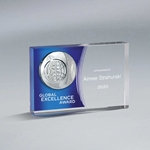 Crystal Tablet with Globe Medallion Award