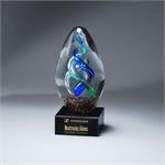 Double Helix Art Glass Egg on Base Award