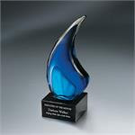 Indigo Art Glass Award on Glass Base