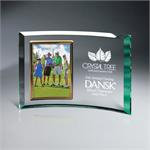 Jade Glass Crescent Award with Picture Frame