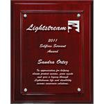 Lasered Lucite on Mahogany Plaque
