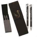 Leatherette Double Pen Case with 2 pens