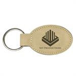 Light Brown Leatherette Oval Keychain