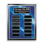 Ebony Finish 12-Plt Layered Blue And Silver Border Plaque With Easy Perpetual Plate Release Program