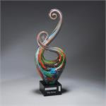 Multi-Color Art Glass Swirl with Black Laser Plate