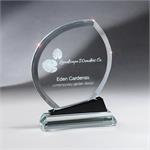 Promo Glass Clear Leaf on Black and Clear Glass Base Large