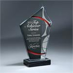 Red Deco Lucite Peak On Marble Base Award Trophy