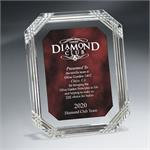 Red Diamond Carve Lucite Octagon Plaque