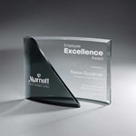 Clear and Black Crescent Curved Glass Award Trophy