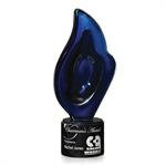 Sapphire Blaze Art Glass Award Trophy