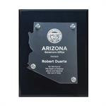 Frosted Acrylic AK State Cutout on Black Plaque