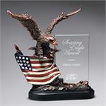 Highflying Bronze Eagle w/ Flag & Glass