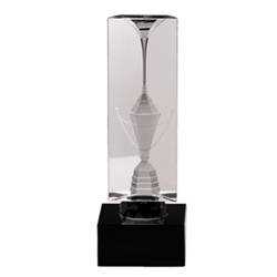 Crystal Hologram Cup Trophies on Black Marble Base