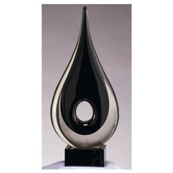Black Tear-Shaped Glass Art Trophies