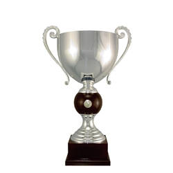 Silver Italian Trophy Cup with Wood Accent
